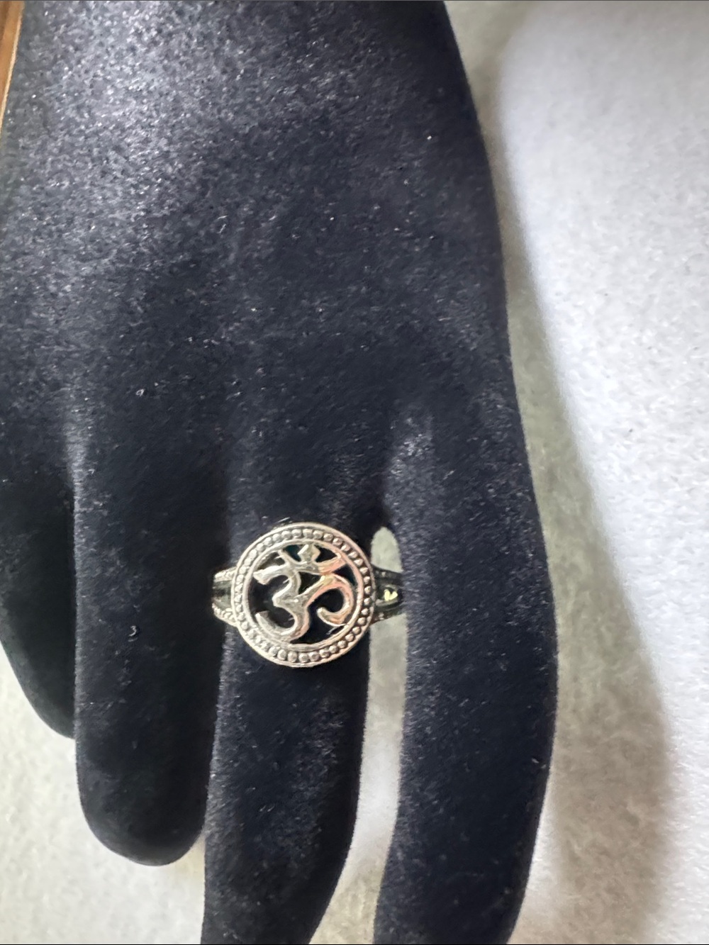 Sterling-Style Silver Om Symbol Ring - Black Silver Finish